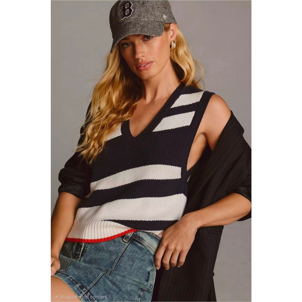 NWT Anthropologie Maeve V-Neck Sweater Vest. Size M. Retails $98 - Picture 3 of 11